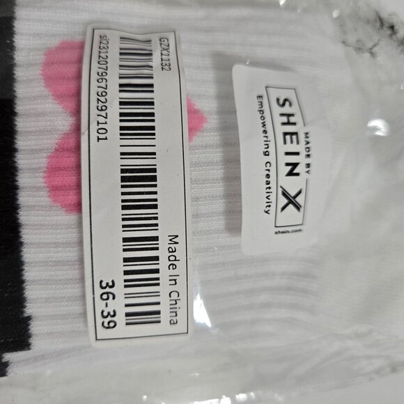 Shein Sport Striped Eye Pattern Casual Mid-Calf Sock in White - Size US 6-8 - Picture 3 of 5
